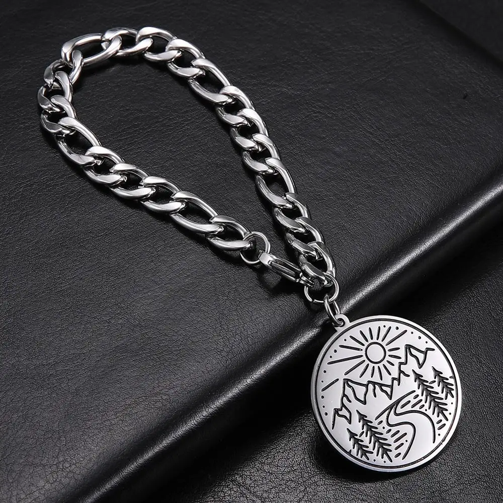 Браслет-цепочка LIKGREAT Figaro для женщин и мужчин круглая подвеска с гравировкой
