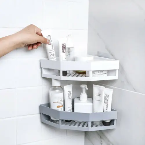 

Bathroom Corner Shelves Shampoo Holder Kitchen Storage Rack Mess Shower Organizer Wall Holder Space Saver Household Items