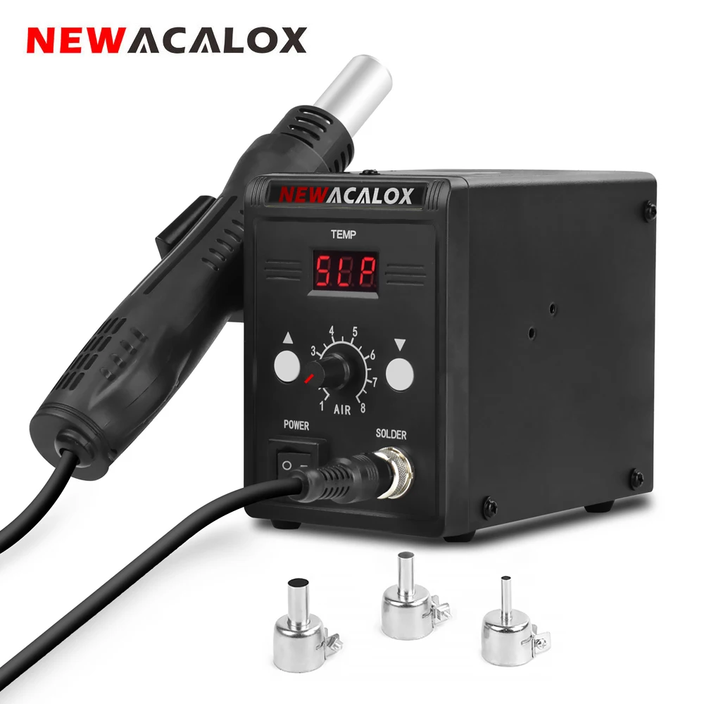 NEWACALOX 110 В/220 В фена 858D 700 Вт цифровая SMD паяльная станция с функцией демонтажа Тепловая пушка промышленный фен для волос