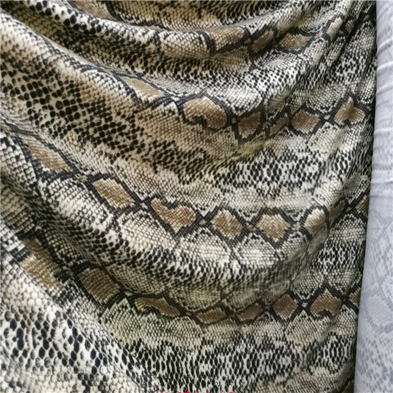 Milk silk mill bottom Elastic serpentine leopard print fabric For Sewing Dance dress High quality Sneak Print Cloth Fabric | Дом и сад