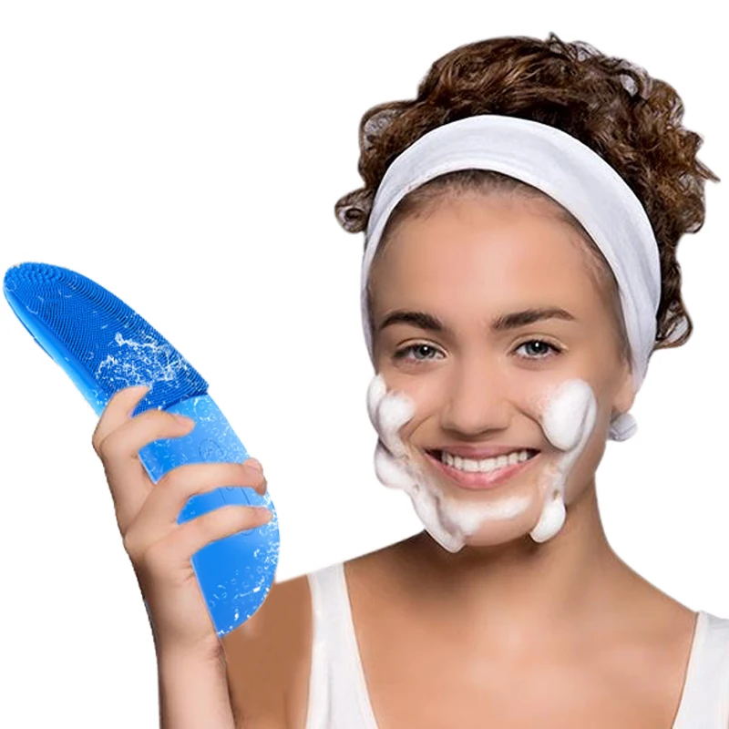 

Facial Cleansing Brush Silicone Face Skin Care Ultrasonic Scrubber Facial Massage Cleanser Makeup Remover Brush 45C Function