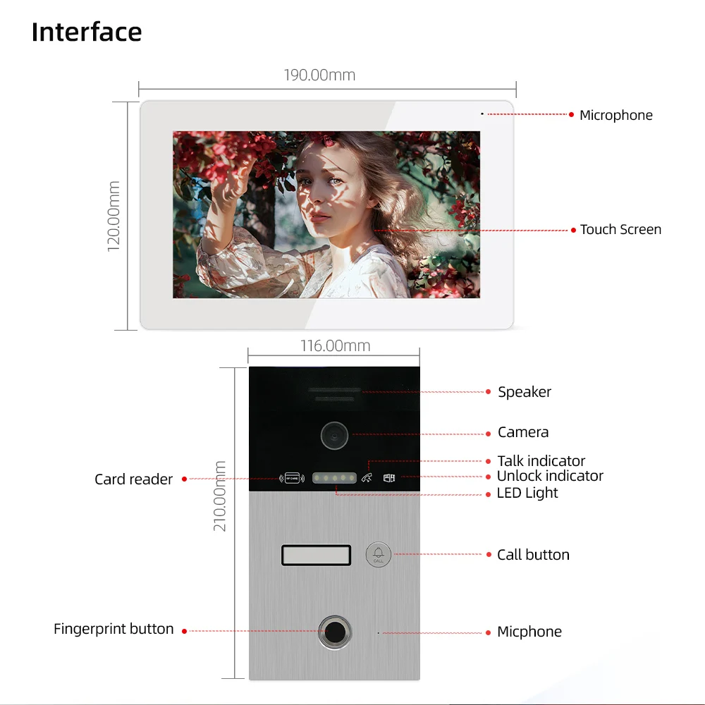 Jeatone TUYA 7 ”IP WIFI беспроводной видеодомофон для квартиры 1F2F3F монитор дверной звонок наружный унитаз с отпечатком пальца RFIC кодер (art.: 3920bbfb79549) - 3920bbfb79549