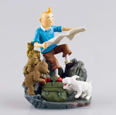 A Herge анимация Приключения Тинтина НАЗНАЧЕНИЯ Луна Objectif Lune Milou Снежный космический костюм карта фигурка игрушки 2 издание - Цвет: A
