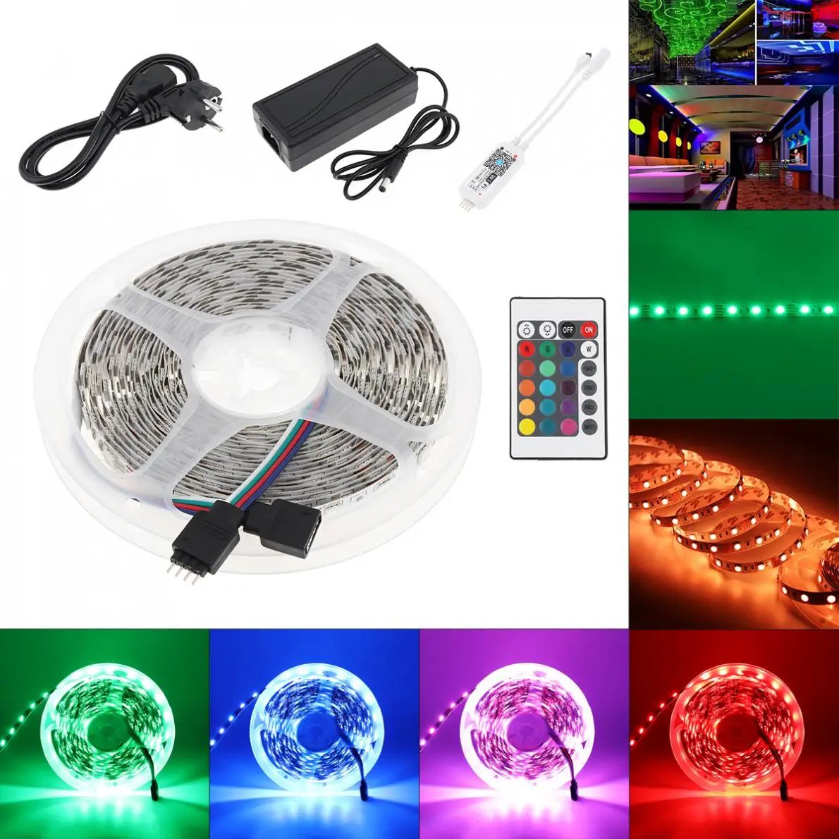 

LED Strip Lights SMD 5050 60leds/m 5m RGBW RGB LED Strip LED Tape Diode Ribbon Wifi Controller DC 12V Adapter LED Strip Set