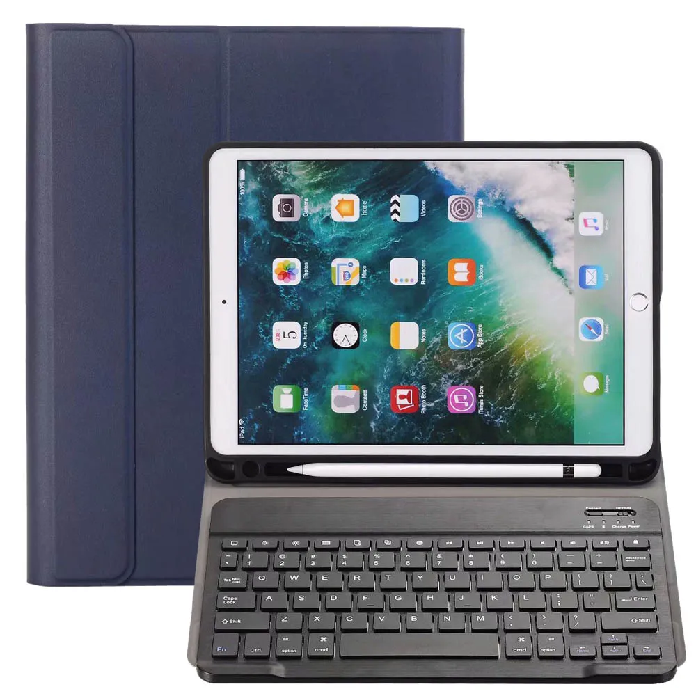 Blue 2 Чехол для iPad 10,2 чехол ультра тонкий Съемный беспроводной Bluetooth клавиатура чехол для iPad 7го поколения A2200 A2197 A2198 - Цвет: Blue 2