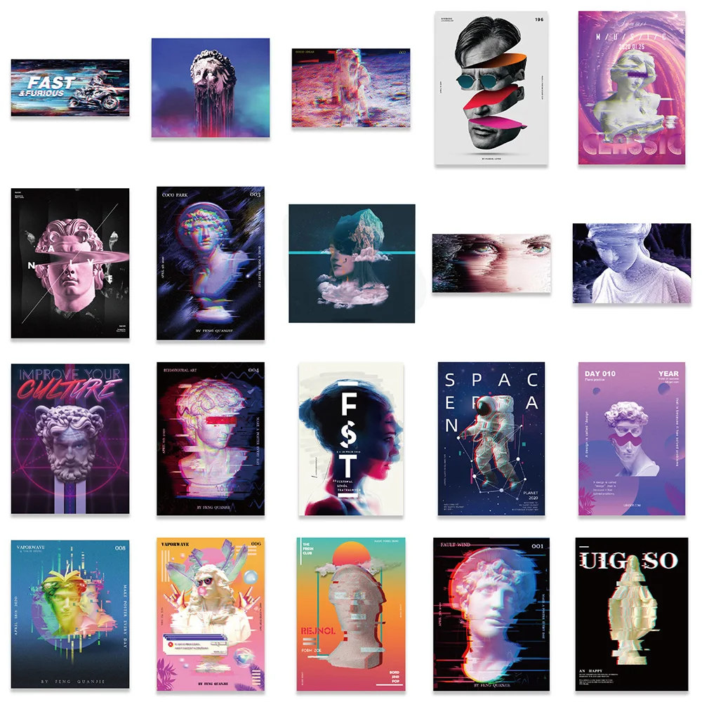 102040pcs punk vaporwave psychedelic cool stickers aesthetic graffiti laptop phone car bike scrapbook sticker decals kids toy free global shipping