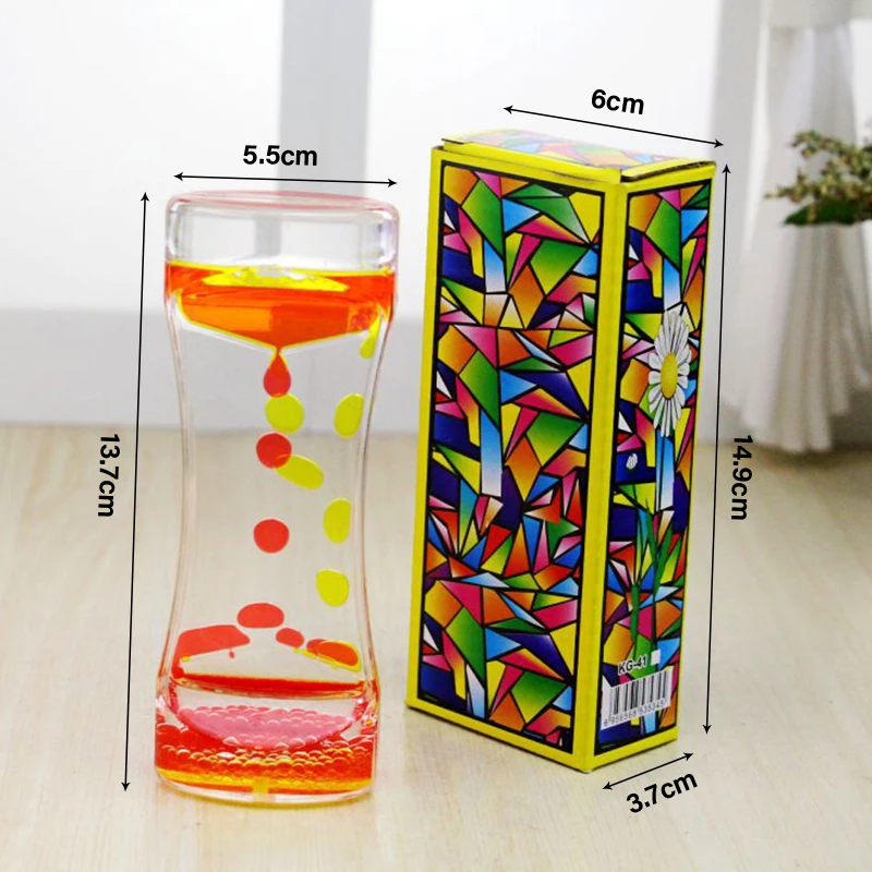 

1 X Stress Toy Double Colors Hourglass Liquid Floating Motion Bubbles Timer Desk Decors Descending Sensory Bubbles Kids Toys