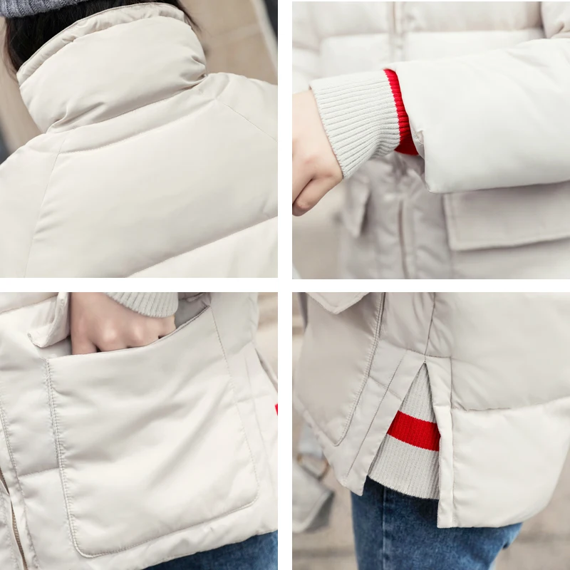 Женская короткая куртка со стоячим воротником теплая хлопковая с подкладкой