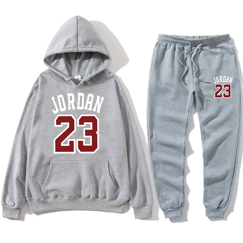 

New 2021 hoodie suit basketball 23 track suit sweatshirt wool hooded suit + sweatpants jogging pullover 3XL