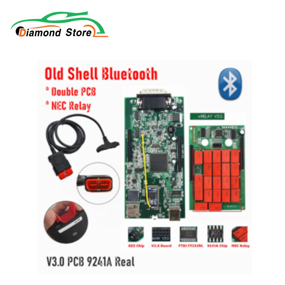 

Old Shell Multidiag Pro + 3.0 PCB with real 9241 chip 2017.3 With KEYGEN NEC Relays Bluetooth Scanner For Car / Truck
