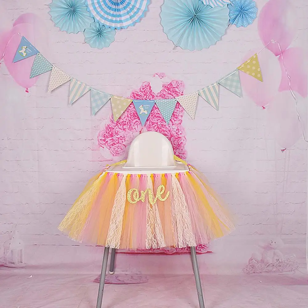 Желтый розовый кружевной Детский стульчик юбка пачка для маленьких девочек День