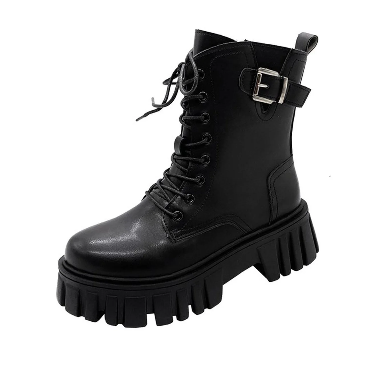 

Женские рыцарские ботинки, новинка осень-зима 2021, роскошные модные женские ботинки на молнии с круглым носком, на толстой подошве и высоком ...