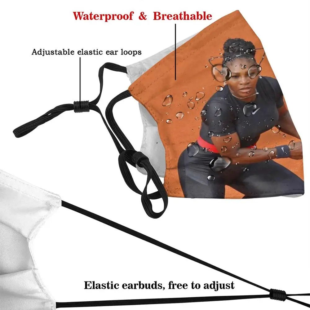 Serena Williams Ready For Battle Print Washable Filter Anti Dust Mouth Mask Sports Sport Legends Legendary Athlete Hero | Аксессуары для