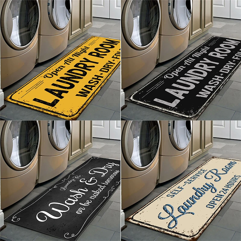 

Non-Slip Floor Mat Laundry Room Mat Entrance Doormat Self-Service Laundry Bath Mat Carpet Laundry Room Decor Balcony Rug