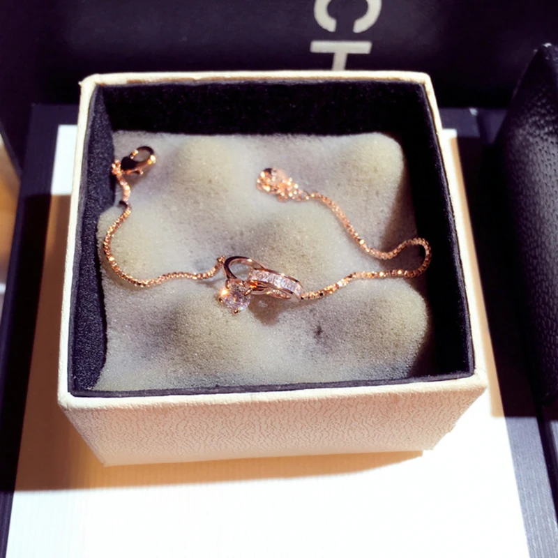 

Exquisite Shine AAA Zircon Buckle Women Bracelet Handmade Top Quality Sparking CZ Copper Plated Read Gold Pulseras Brasselet