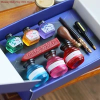 1 set brand new 16 112 dollhouse miniature color ink and pen set for doll house stationery accessories