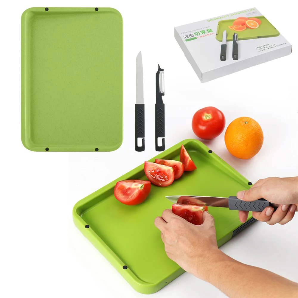 Многофункциональная Пластиковая кухонная разделочная доска двухсторонняя для