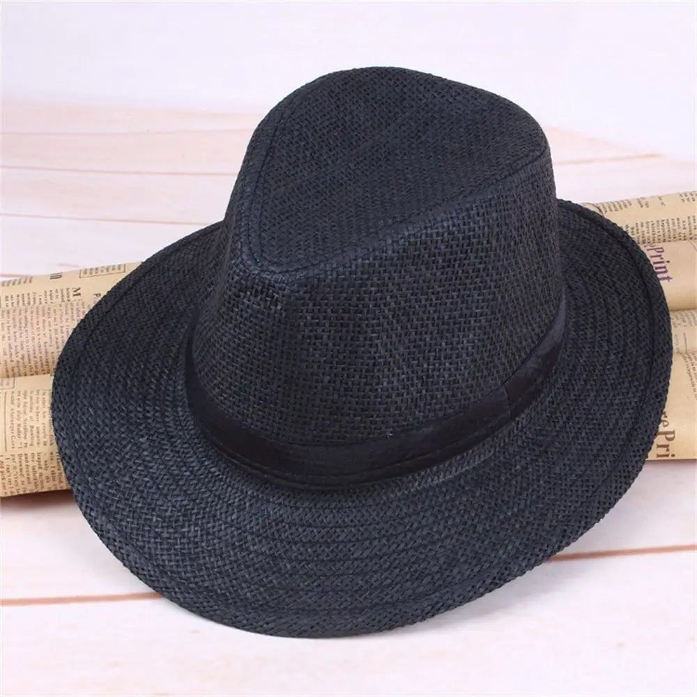 

Outdoor Summer Travel Casual Men Straw Hat Cowboy Cap Panama Wide Brim Sunhat