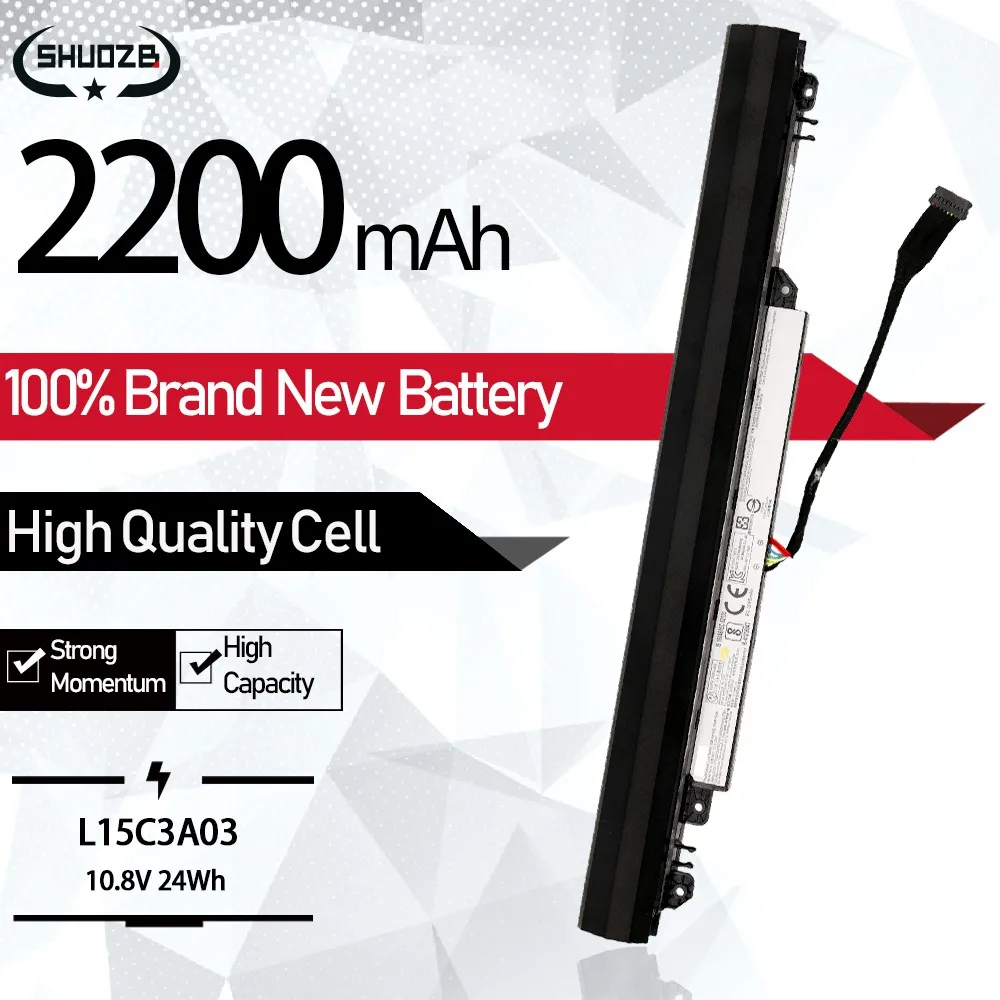 Новая батарея для ноутбука L15L3A03 L15S3A02 10 8 V 2200mAh 24Wh Lenovo Ideapad 110 15 14 15IBR 15ACL|Аккумуляторы
