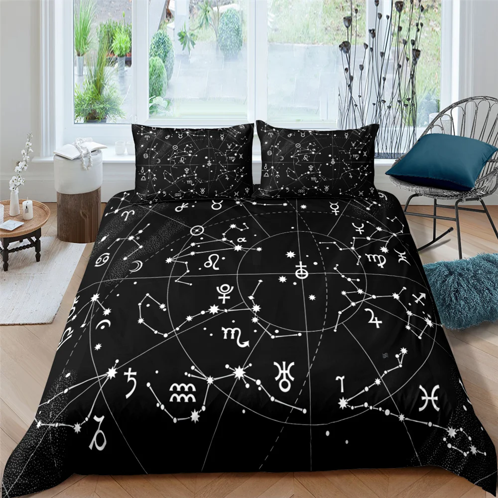 

New 2/3pcs 3d Digital Printing Night Constellation Bedding Set 1 Duvet Cover + 1/2 Pillowcases Twin Double Full Queen King