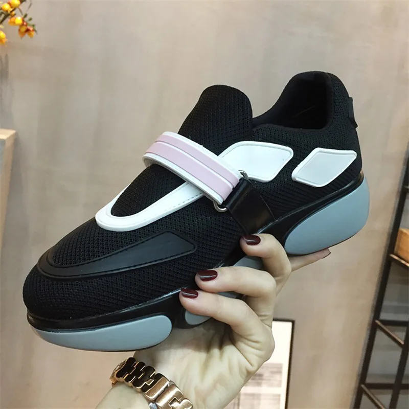 Женские кроссовки Модные дышащие туфли с узором Sapato Feminino на застежке липучке