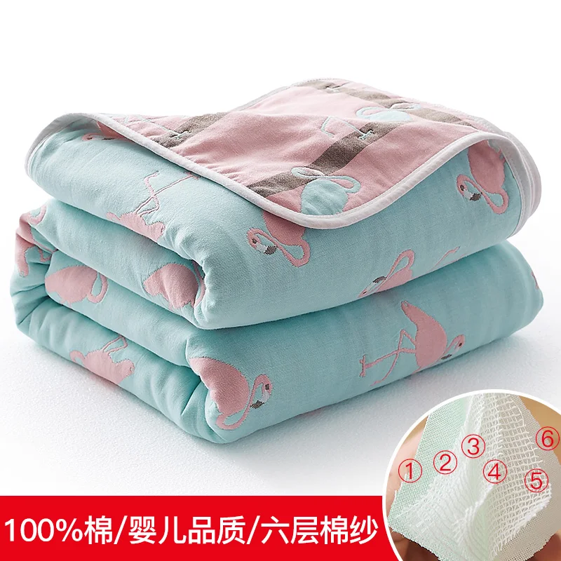 6 слойное газовое покрывало жаккардовое для мальчиков и девочек 200*240 см летнее