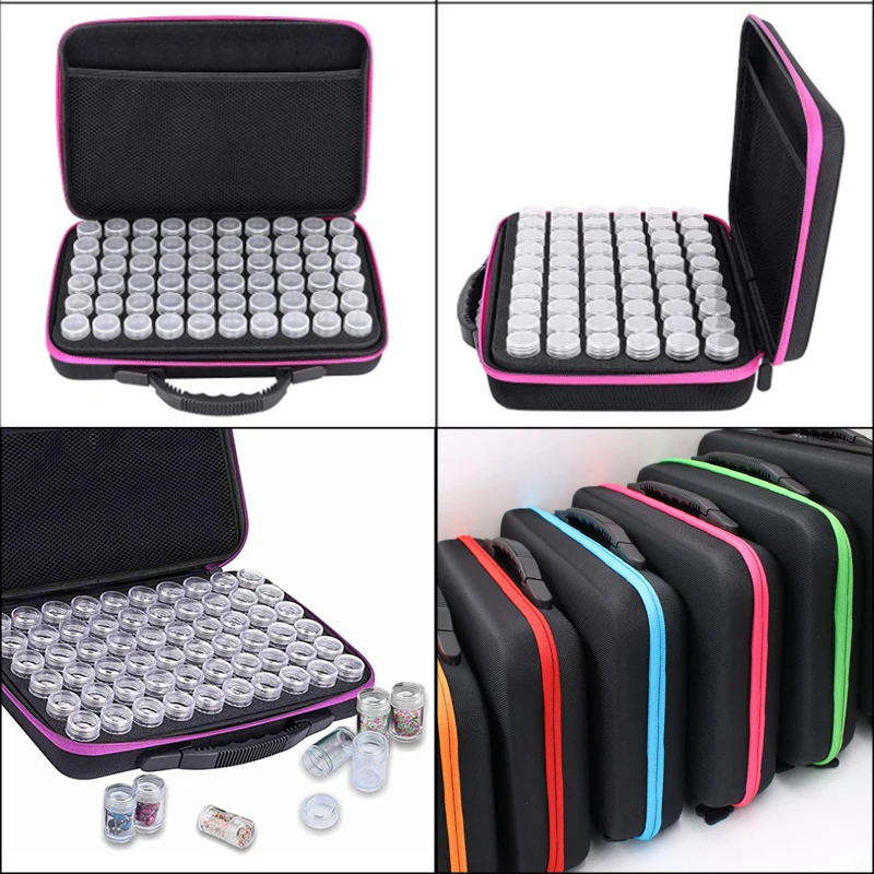 

Новая женская сумка для хранения аксессуаров, чехол для переноски, контейнер для хранения, 60 бутылок, ручная сумка с алмазным рисунком, инст...