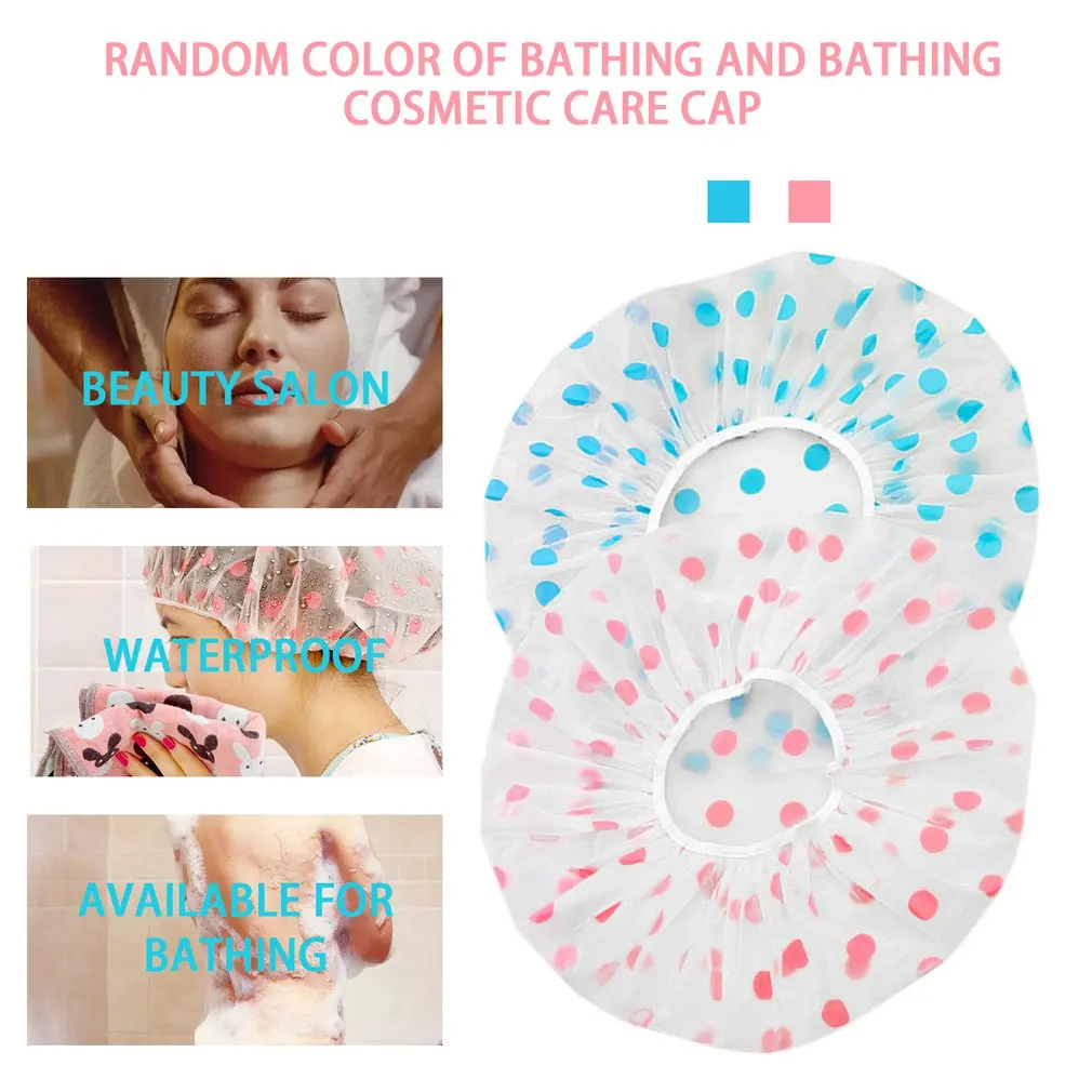 

Fashionable Thick Design Hotel Shower Bathing Elastic Band Caps Hats Waterproof Shower Hat Bathroom Accessories