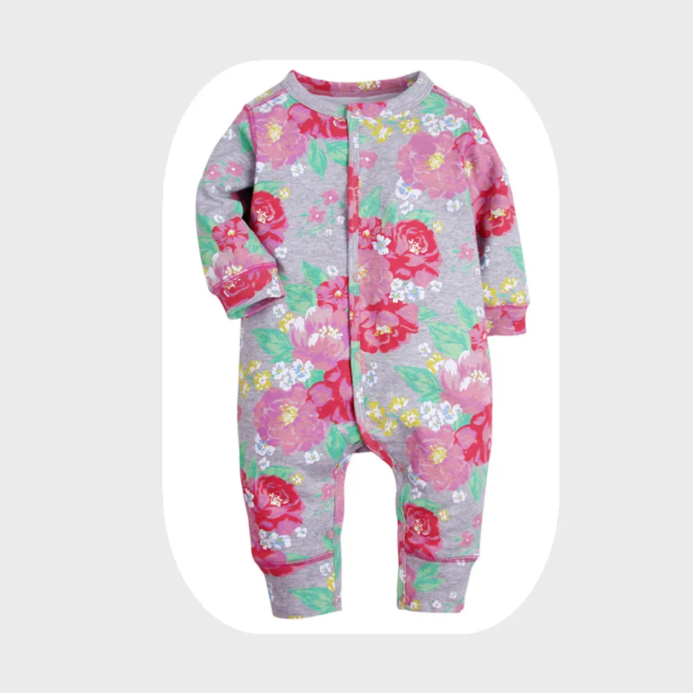 Pijama infantil; одежда для малышей; пижамы-комбинезоны для девочек; пижамы для маленьких мальчиков; комбинезон для новорожденных; ползунки для малышей - Цвет: Gray flowers