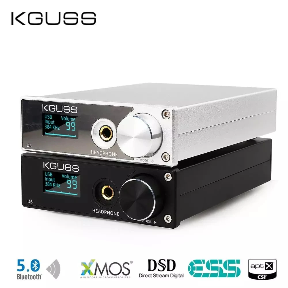

KGUSS D6 USB DAC XMOS ES9018K2M аудио декодер DSD Bluetooth CSR8675 5,0 APT-X усилитель наушников