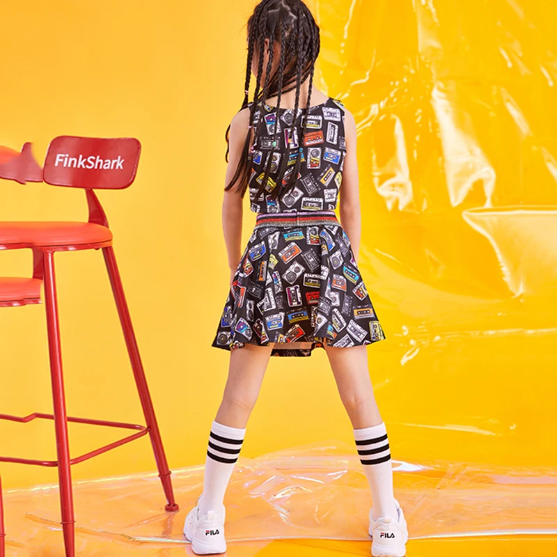 2021 Новый джаз танец костюм для детей в стиле хип-хоп Детский топ и юбка девочек