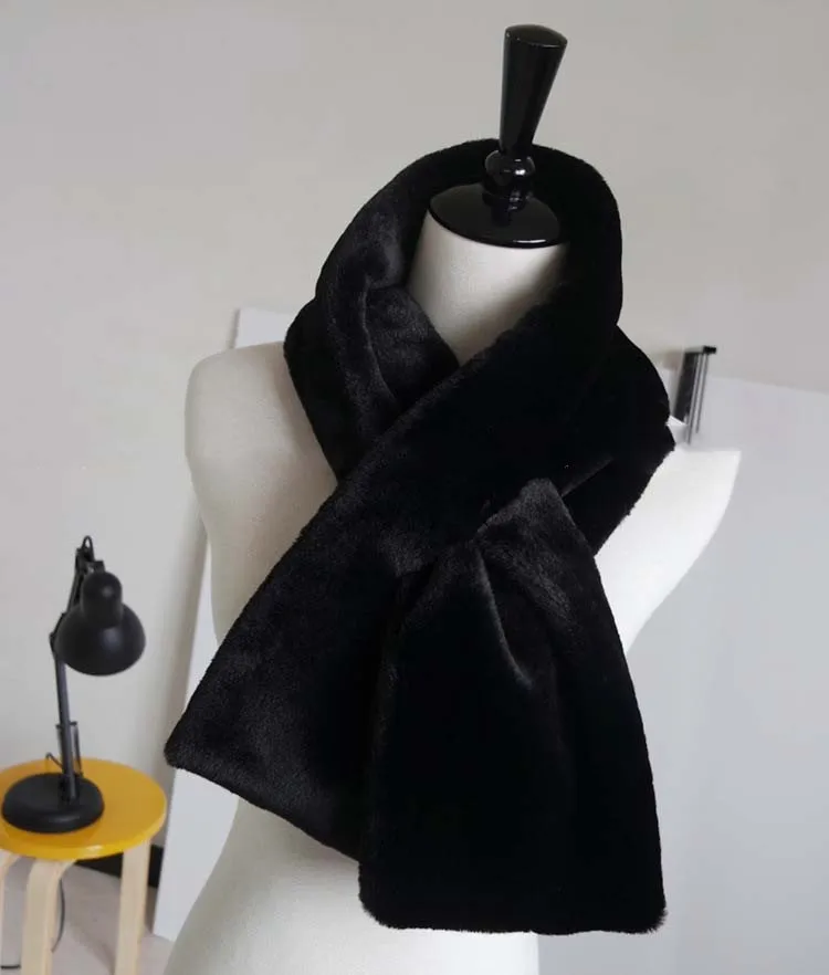 black 9 цветов, 56 см* 12 см, зимний теплый женский шарф из искусственного меха, пальто из искусственного меха, шарфы, роскошный енотовый воротник, теплый воротник, шаль - Цвет: black