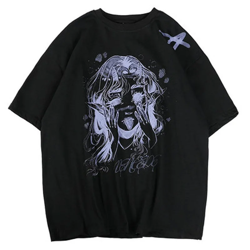 

Women Oversize T Shirt White Cartoon Female Kawaii Tops Tee Short Sleeve Fashion Summer Funny T-Shirt For Girl Hip Hop Clothes