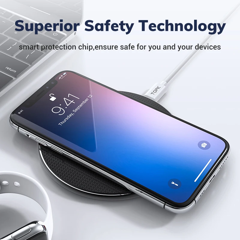Беспроводное зарядное устройство TOPK 10 Вт Qi для iPhone X XS XR 8 Plus быстрой беспроводной