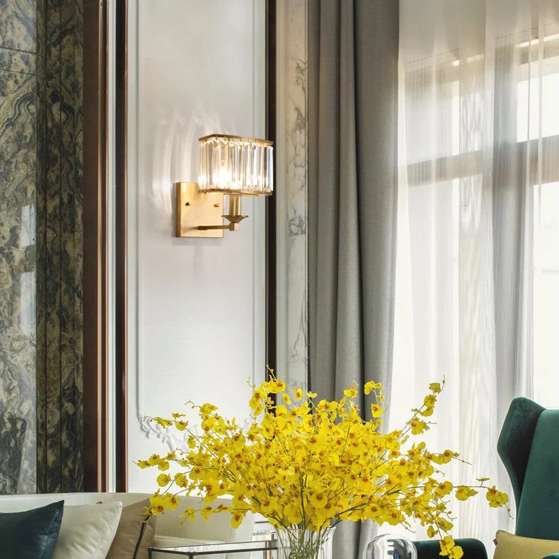 FKL Современная медная настенная лампа для гостиной спальни прикроватная ТВ