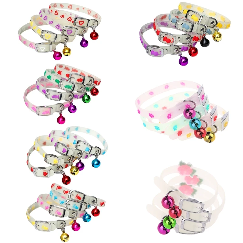 

1 шт. Pet светящийся ошейники с колокольчиками светятся ночью собаки кошки Цепочки и ожерелья светильник световой кольцо на шею аксессуары По...