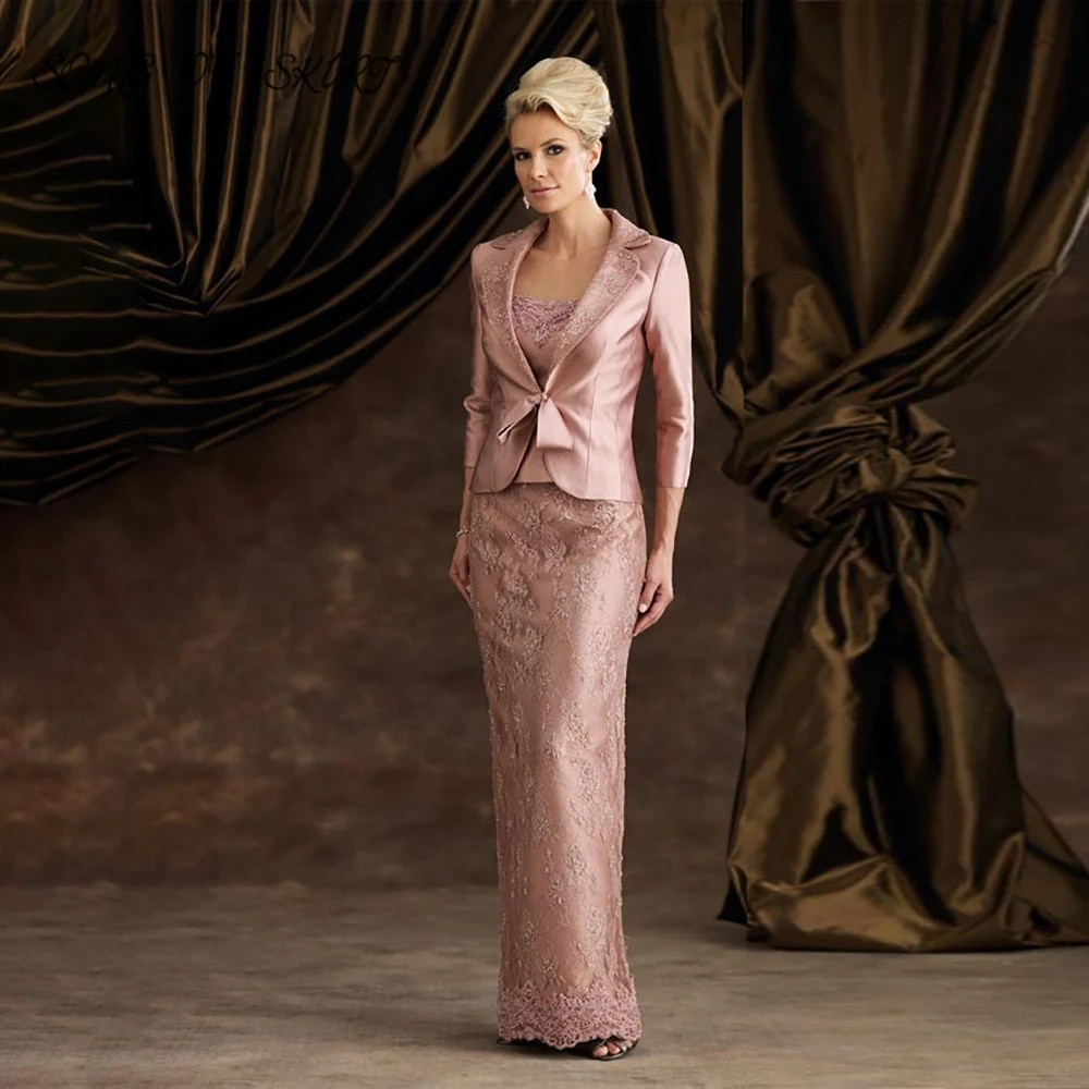 Элегантный атласный костюм без бретелек платья для матери невесты кружевное