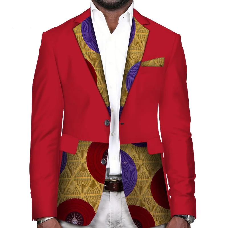 

Dashiki Men Jacket Blazer Bazin Riche African Men Clothes African Print Patchwork Top Coat Traditional African Clothing WYN146