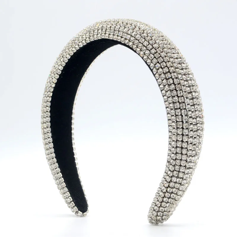 

Floralbride Ins style Baroque Designer Fashion Glitter Full Crystal Rhinestones Women Headband Padded Sponge Banquet Hairband