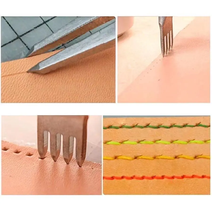 4 pieces/set of 6/5/4/3 mm leather craft puncher white steel diamond chop DIY tool hand-stitched stainless | Дом и сад