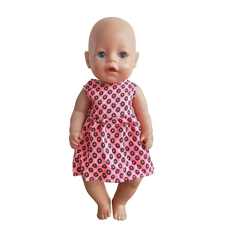43 см розовое платье для маленькой куклы 18 дюймов в горошек девочки летняя одежда