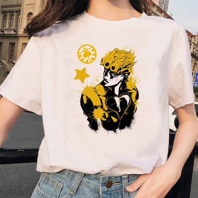 Японское аниме JoJo Необычные Приключения Забавные футболки для мужчин и женщин с принтом Футболка Повседневная Jojo футболка хип-хоп топ тройники Женские - Цвет: 20238