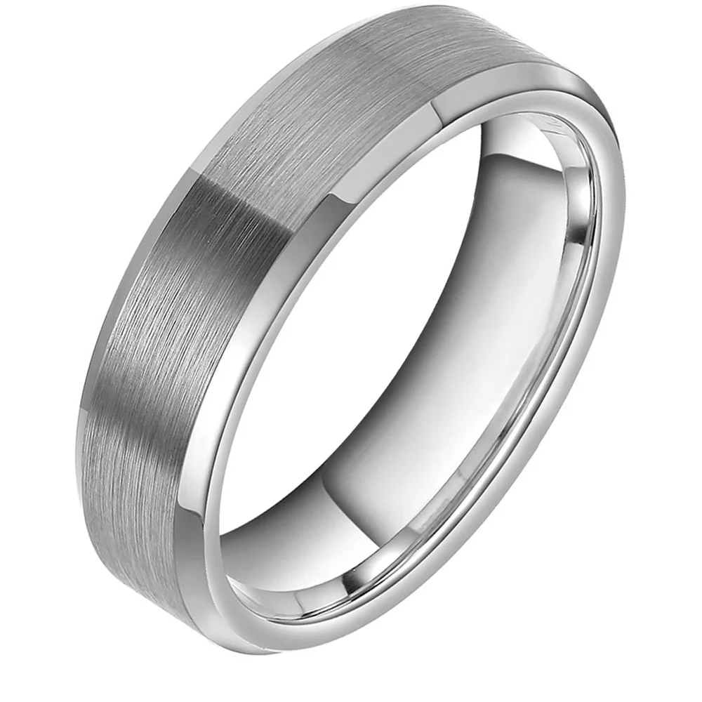 6 мм Вольфрам кольцо Для мужчин серебро Цвет Обручение t кольца матовой отделкой