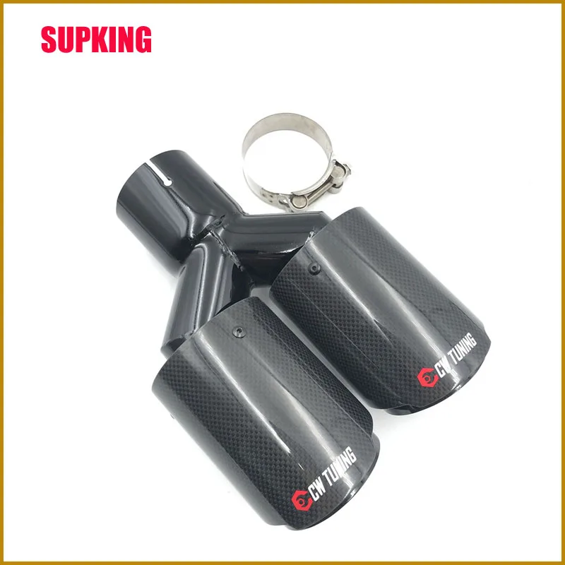 

1PCS Y Style Carbon Fiber Exhaust Tip Bright black Color Exhaust Pipe Muffler For Any Cars carbon fiberFor Akrapovic