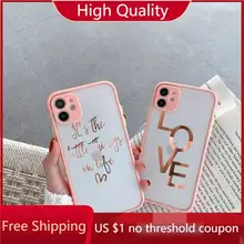 Bling love heart Phone Cases matte transparent Candy Color Soft TPU For iphone 7 8 11 12 plus mini x xs xr pro max cover