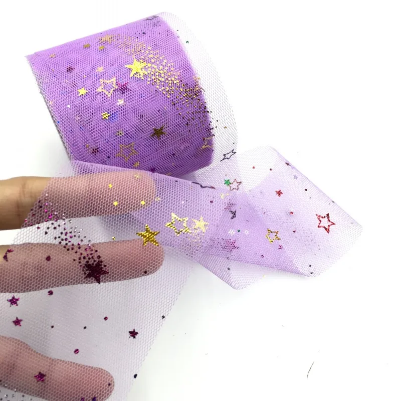 25 ярдов тюль с блестками и звездами сетчатая катушка лента из органзы для сделай