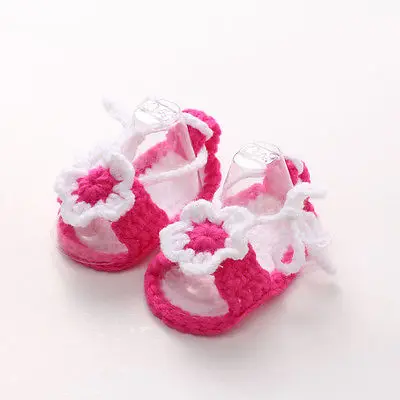 

AA Newborn Boys Girls summer Soft Handmade flower Crochet Knit Crib Shoes