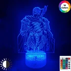 Фигурка Аниме Berserk, RGB-лампа, декоративное украшение для комнаты манга, Рождественский подарок на день рождения, для мальчика, Детский 3D причудливый светильник, светодиодный ночник