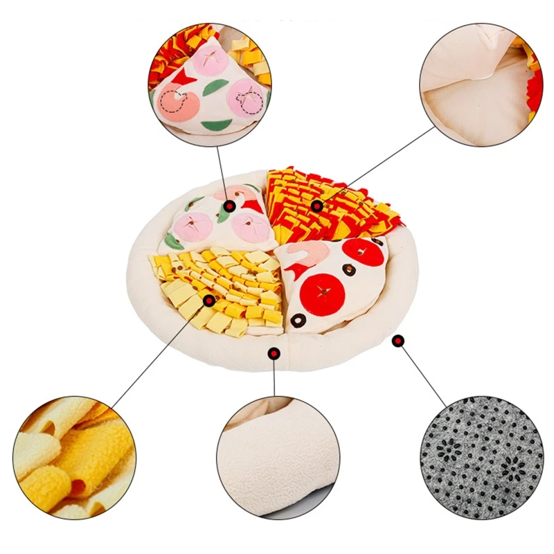 

Pizza Shape Washable Pet Snuffle Feeding Mat Dog Puzzle Toys Nosework Blanket for Dogs Puppy Interactive Training Stress