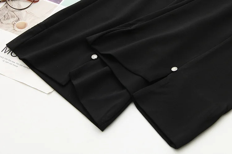 

Flare Pants Women Black Trousers Capris Elastic Waist Loose Plus Size Pants KKFY4583